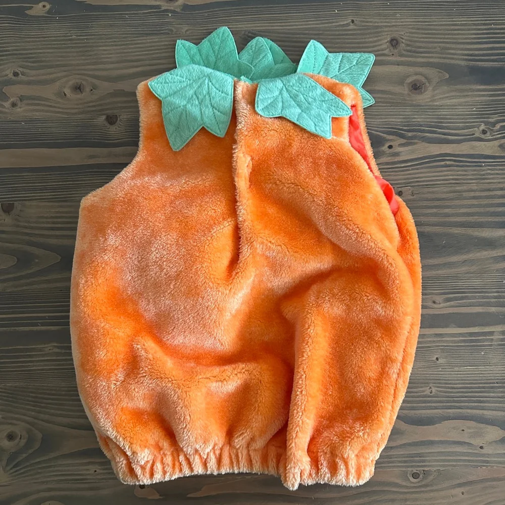 Orange Pumpkin Halloween Costume One Size with Green Leaf Detail jack o lantern